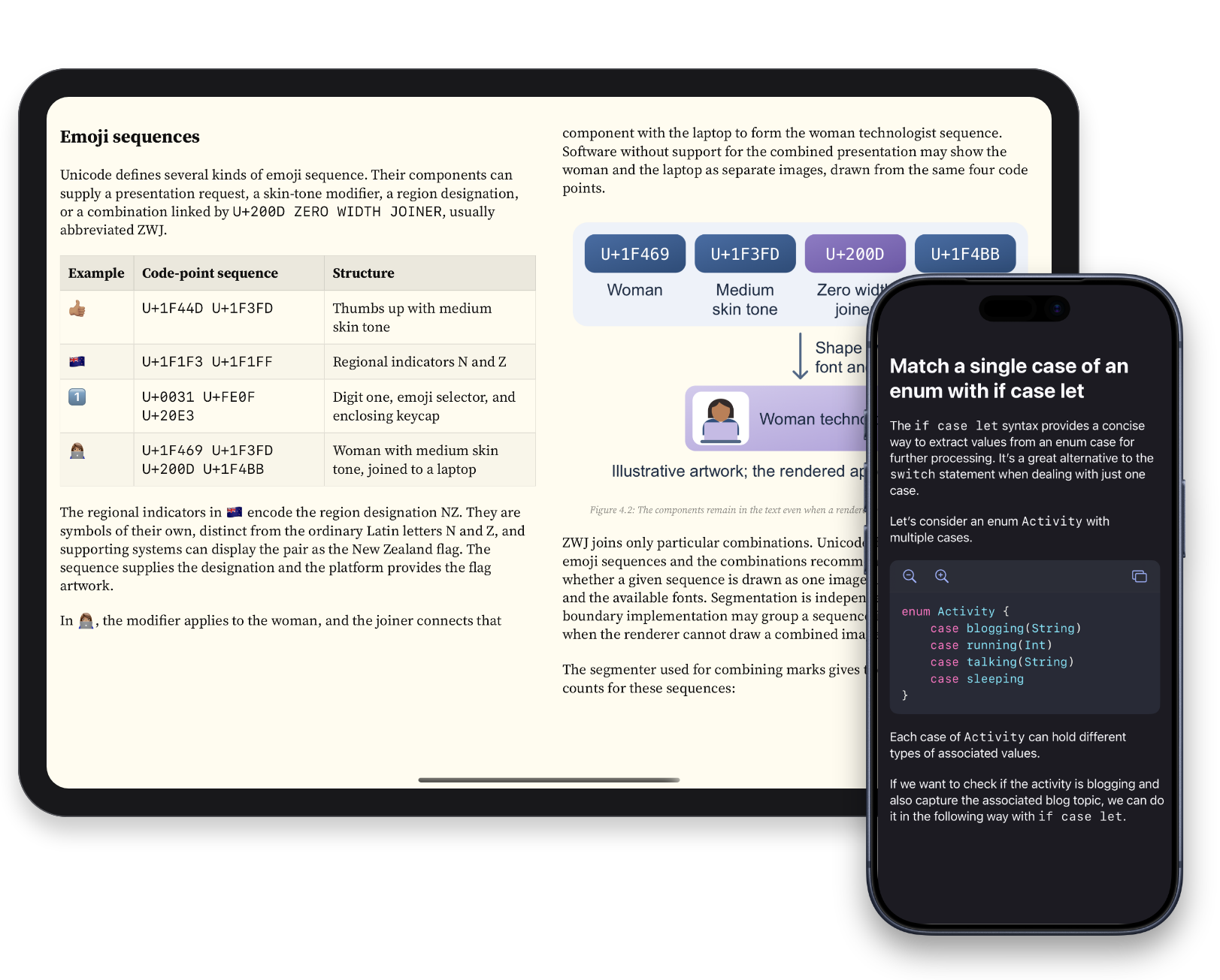 Screenshots of Whio on iPad and iPhone