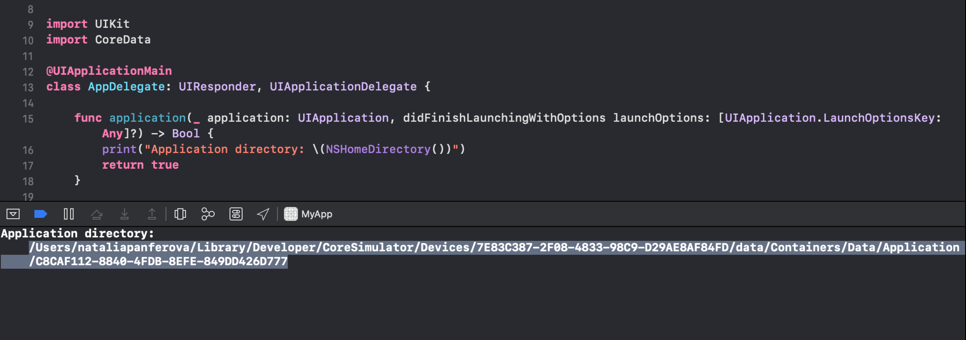 Access application files on iOS simulator