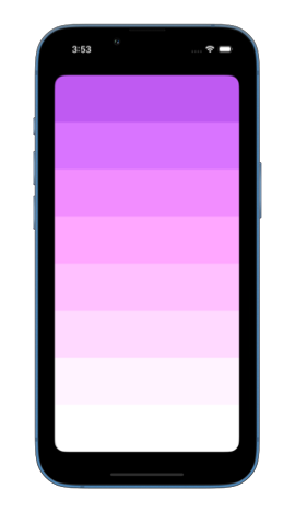 iPhone screen displaying a gradient of color purple from original to almost white