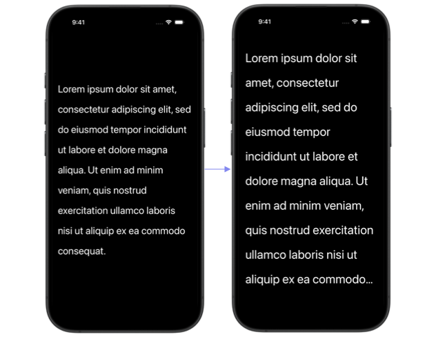 Comparison showing the multiple of 2 line height in default font size versus the larger font size