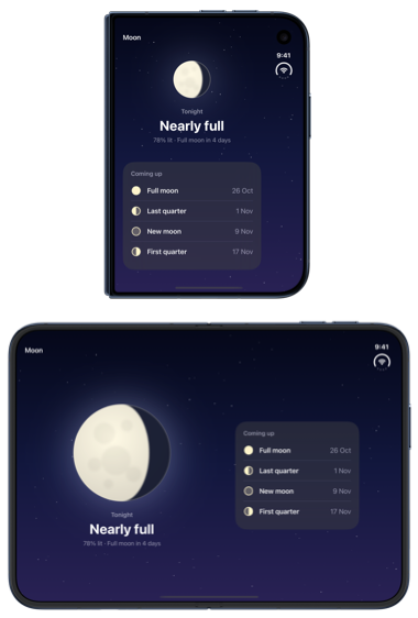 The list of upcoming phases taking 55 percent of the height on the outer display of iPhone Duo and 40 percent of the width on the open inner display