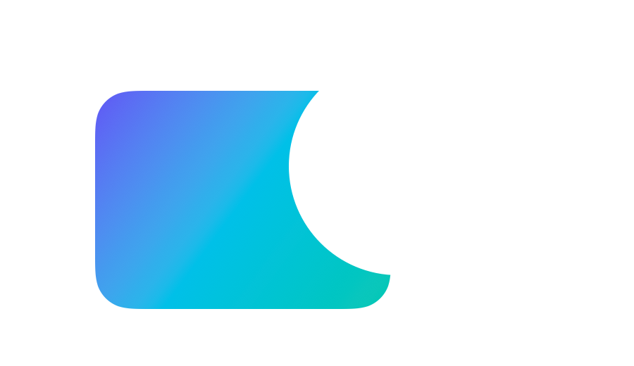 A transparent circular cutout removes part of the cool rounded rectangle