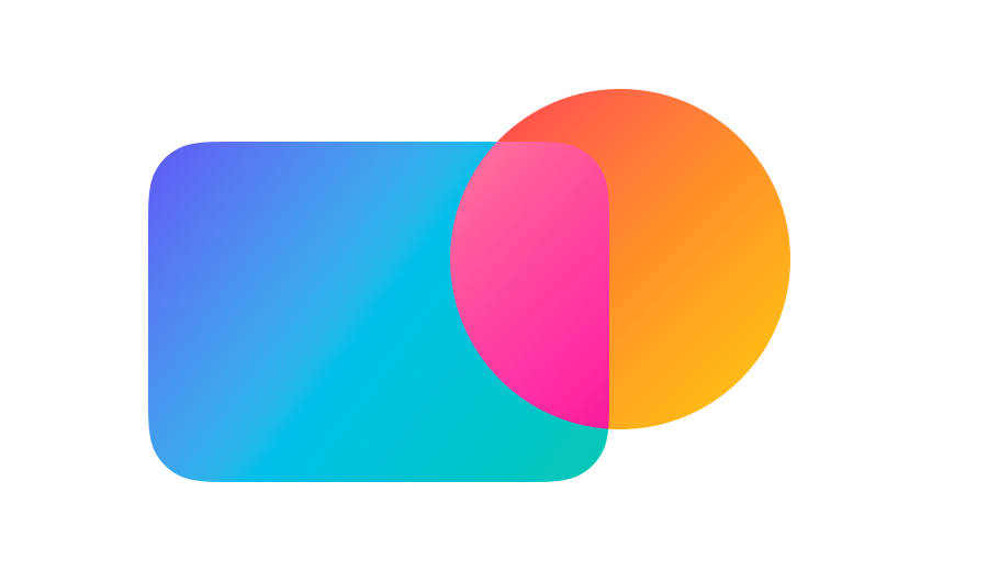 The difference mode produces vivid contrasting colors where the warm and cool gradients overlap