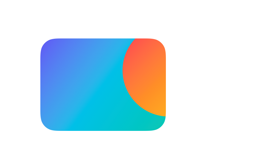 Only the part of the warm circle on top of the cool rounded rectangle remains visible