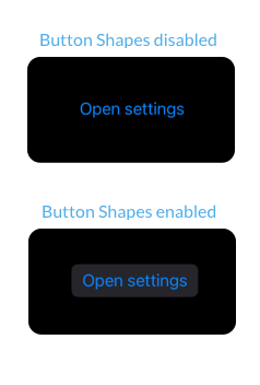 Button with resolved borderless style when the Button Shapes setting is disabled and bordered style when the setting is enabled