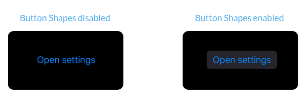 Button with resolved borderless style when the Button Shapes setting is disabled and bordered style when the setting in enabled