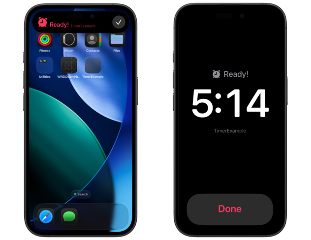 Compact banner and full-screen lock-screen versions of the timer alert