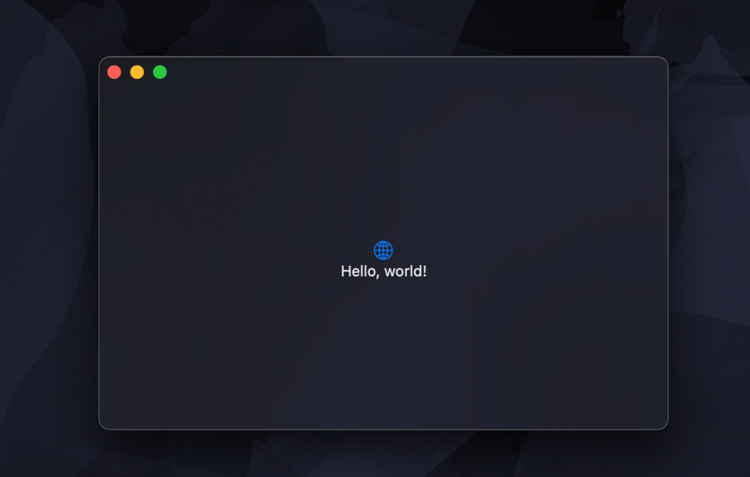 Screenshot of a macOS app window with a translucent material background without any toolbar background or window title in dark mode