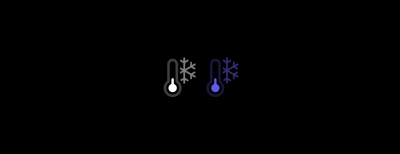 Two icons depicting thermometers with snowflakes next to them. The left icon has a white thermometer with a gray snowflake, while the right icon has a blue thermometer with a light blue snowflake.