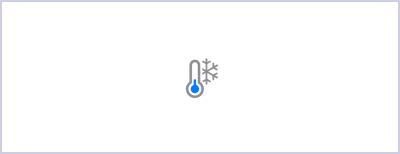 An icon depicting a thermometer with a blue bulb and a gray snowflake next to it