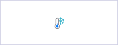 An icon depicting a thermometer with a blue bulb and a cyan snowflake next to it