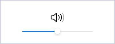 A volume control interface showing a speaker icon with sound waves and a horizontal slider below it