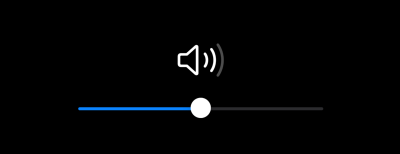 A volume control interface showing a speaker icon with sound waves and a horizontal slider below it