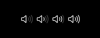 A series of five speaker icons with sound wave symbols next to them, representing increasing volume levels