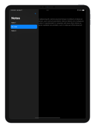 Screenshot of the sample notes app showing the updated title in the sidebar