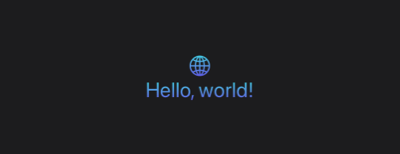 Screenshot showing the globe symbol and the text Hello World colored with a linear gradient