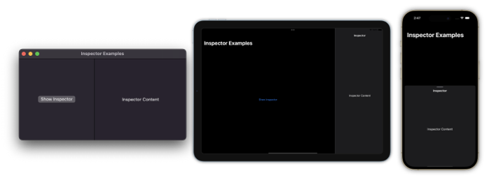 Screenshots of Mac, iPad and phone showing inspector.