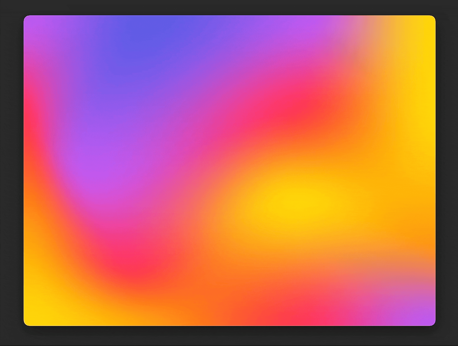 Animated mesh gradient with flowing color shifts across purple, pink, orange, and yellow tones