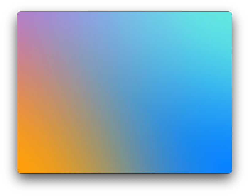 Mesh gradient with the top-left point offset outside the view, creating a softer purple blend into mint, orange, and blue