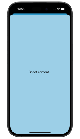 SwiftUI sheet with a translucent background, allowing a cyan color to show through behind it