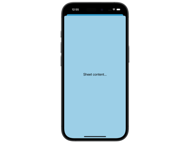 SwiftUI sheet with a translucent background, allowing a cyan color to show through behind it