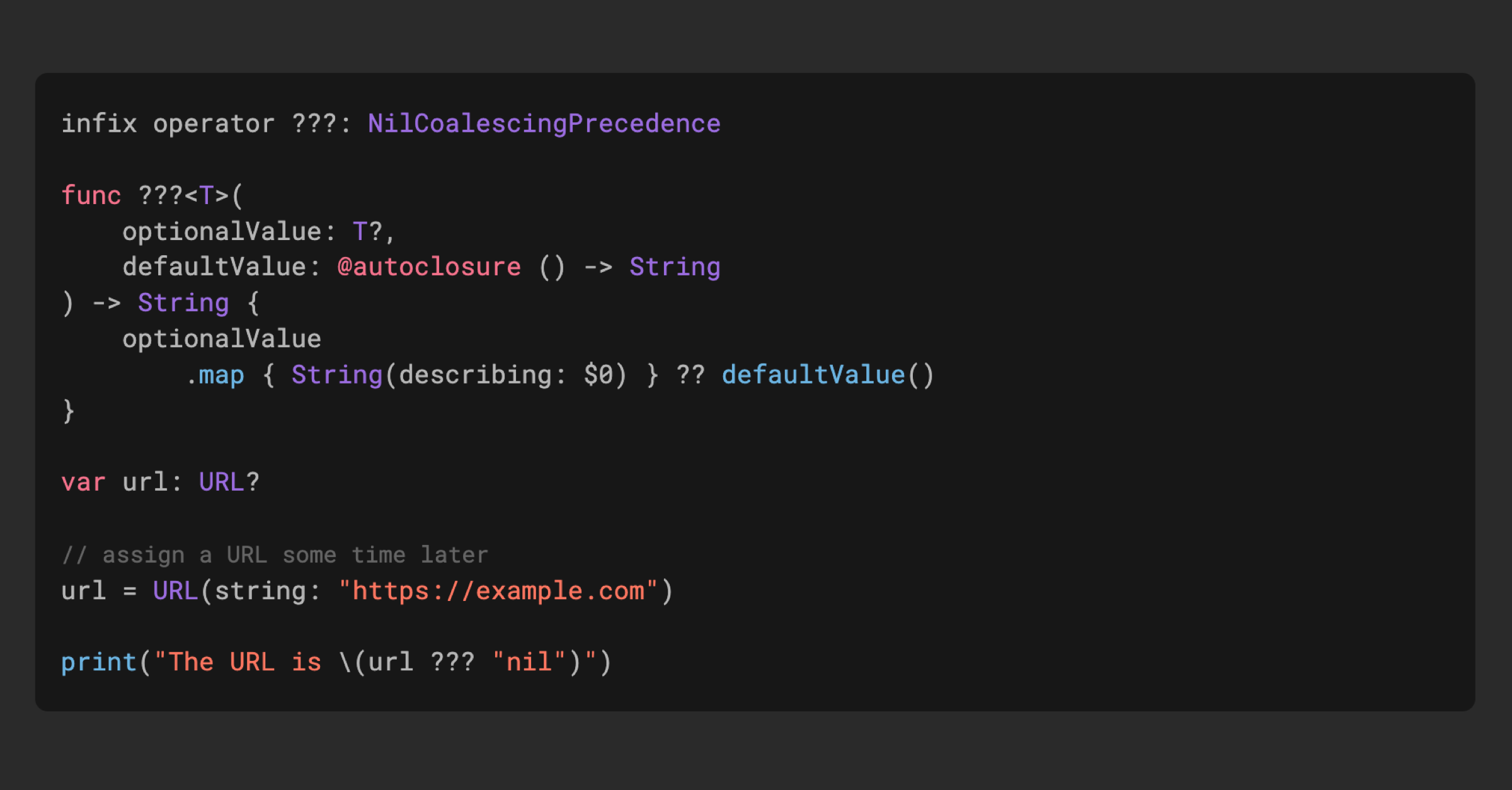 Nil coalescing for optionals in debug prints