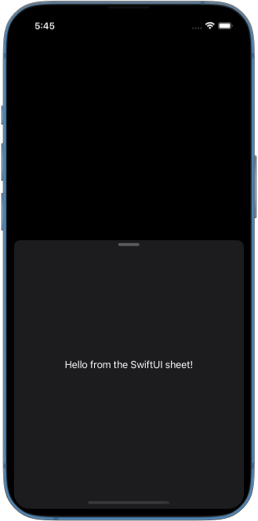 Screenshot of an iPhone with a half-sheet presented that also has a drag indicator