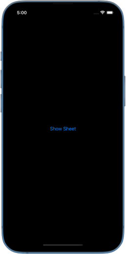 Screenshot of an iPhone with a Show Sheet button