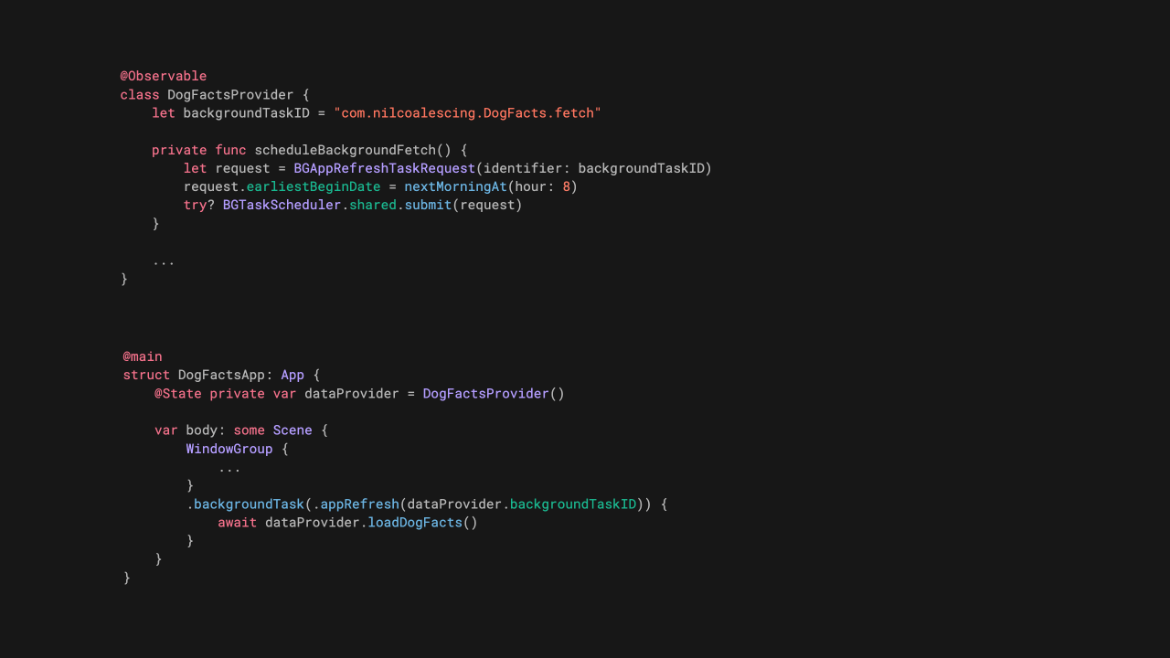 Scheduling and handling background app refresh in SwiftUI