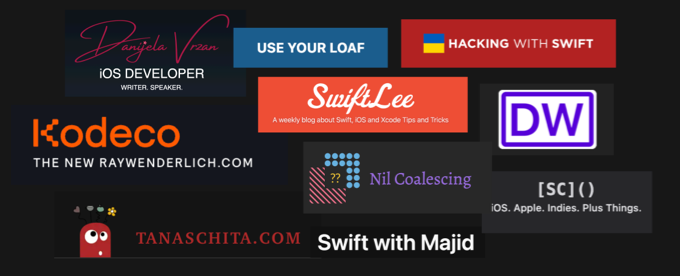 Compilation of the blogs I read regularly, such as Hacking with Swift, SwiftLee, Swift with Majid and others