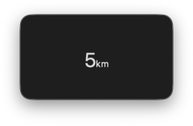 A SwiftUI Text view showing '5km' with the value in a large headline font and the unit in a smaller caption font, with no space between them