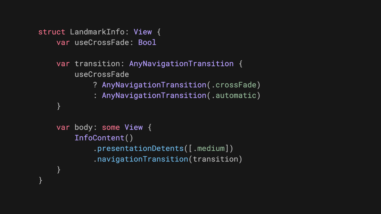 Navigation transition updates in SwiftUI on iOS 27