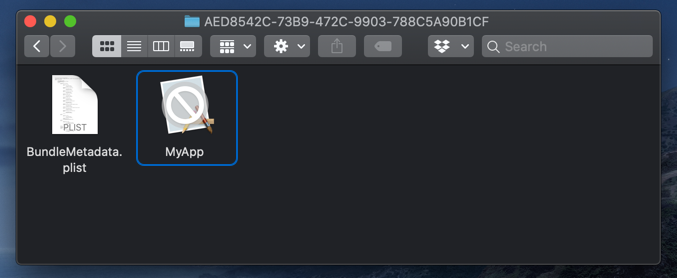 Screenshot of Finder app with our app build file selected