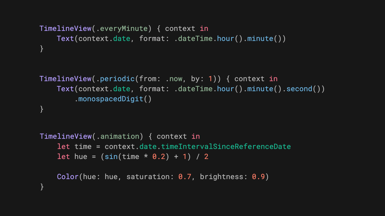 Refreshing and animating views using TimelineView in SwiftUI