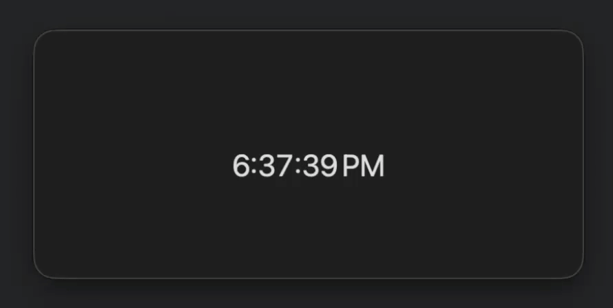 A macOS window displaying continuously updating time including seconds
