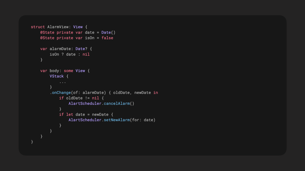 Use onChange() modifier with computed properties