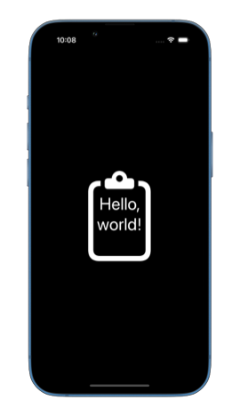Screenshot showing a clipboard image with Hello, world! text inside it
